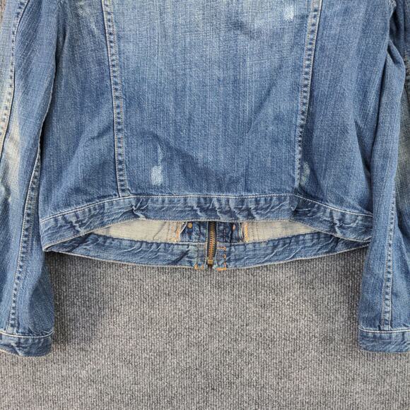 J. Crew Denim Jacket Size M Blue Denim Full Zip Front Pockets 100% Cotton - Picture 9 of 10